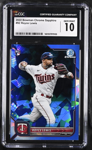 2022 BOWMAN ROYCE LEWIS CHROME SAPPHIRE #92 CGC 10 BS.B1.12