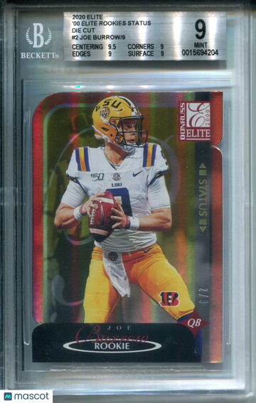 2020 Elite '00 Elite Rookies Status Die Cut Joe Burrow #2 /9 BGS 9