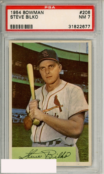1954 BOWMAN STEVE BILKO #206 PSA 7 NM