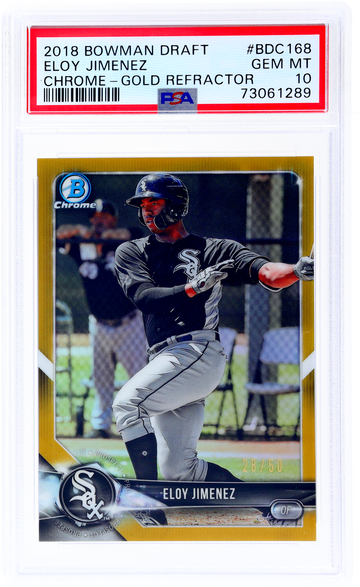 2018 Bowman Draft Chrome Gold Refractor Eloy Jimenez #BDC168 /50 PSA 10