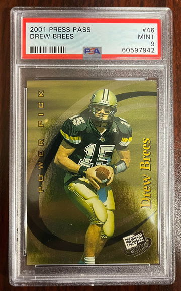 DREW BREES 2001 Press Pass POWER PICK Rookie Insert SP PSA 9