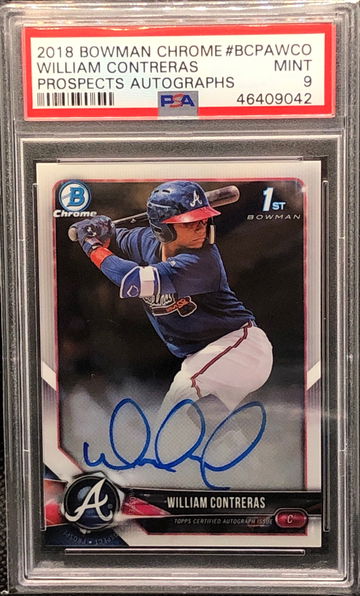 2018 Bowman Chrome Prospect Autograph William Contreras PSA 9
