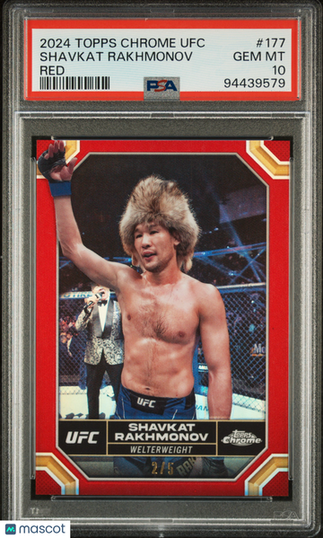 2024 Topps Chrome UFC Shavkat Rakhmonov #177 Red Refractor /5 PSA 10