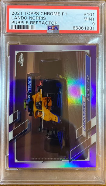 2021 TOPPS CHROME F1 LANDO NORRIS #101 PURPLE REFRACTOR SP /399 PSA 9 MINT