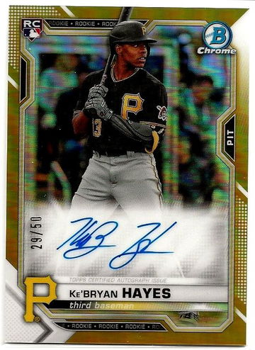 2021 Bowman Chrome Ke'Bryan Hayes Autograph Gold Refractor #29/50