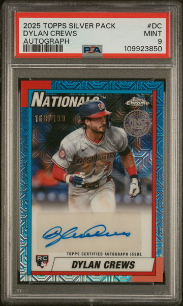 2025 Topps Chrome #DC Dylan Crews 1990 Topps Baseball /199 PSA 9