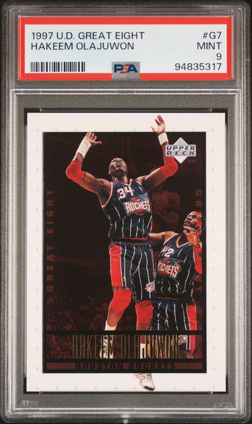 1997 UPPER DECK HAKEEM OLAJUWON GREAT EIGHT #G7 PSA 9 BK.A1.23