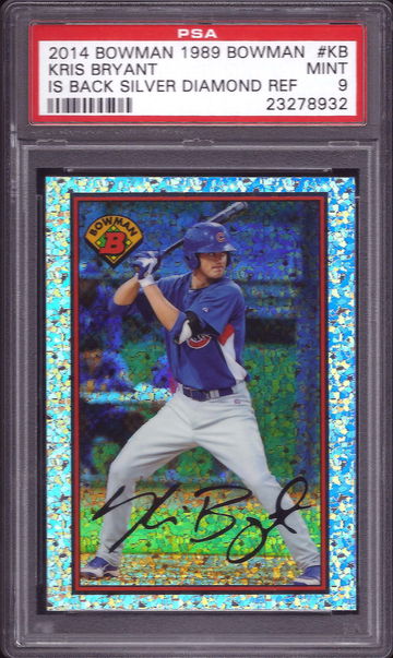 2014 Bowman 1989 Bowman is Back Silver Diamond Refractor 89BIB-KB Kris Bryant RC Graded PSA 9