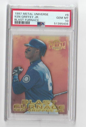 PSA 10 GEM MINT  1997 METAL UNIVERSE KEN GRIFFEY JR BLAST FURNACE #6