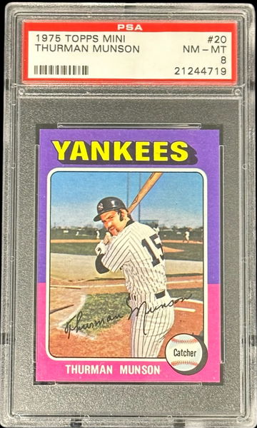 1975 Topps Mini #20 Thurman Munson PSA 8