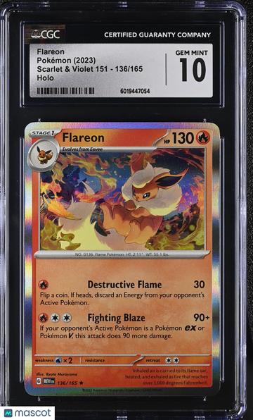 2023 Pokémon Scarlet & Violet 151 Flareon Holo CGC 10 #136/165