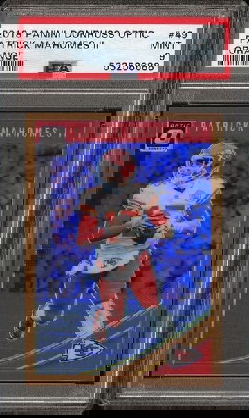 PATRICK MAHOMES 2018 Optic Orange Refractor Parallel 092/199 #49 PSA 9 CHIEFS