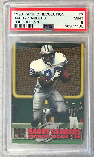 Barry Sanders 1998 Pacific Revolution Touchdown #7 - PSA 9 Mint (pop 1 none higher)