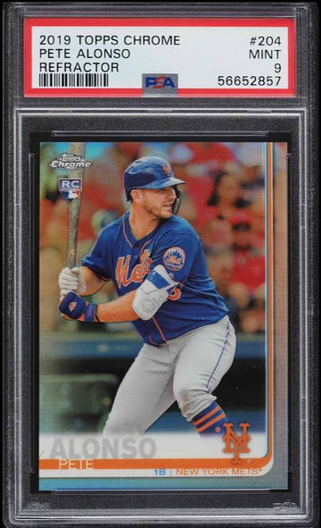 2019 TOPPS CHROME REFRACTOR PETE ALONSO ROOKIE #204 PSA 9