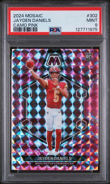 2024 Panini Mosaic Camo Pink Jayden Daniels #302 PSA 9