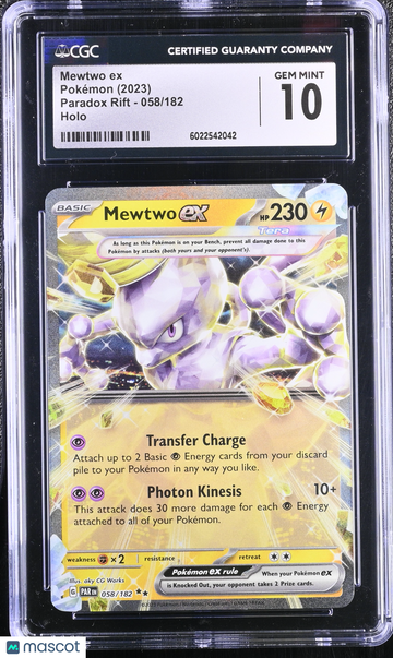 2023 Pokémon Paradox Rift Mewtwo ex Holo CGC 10 #058/182