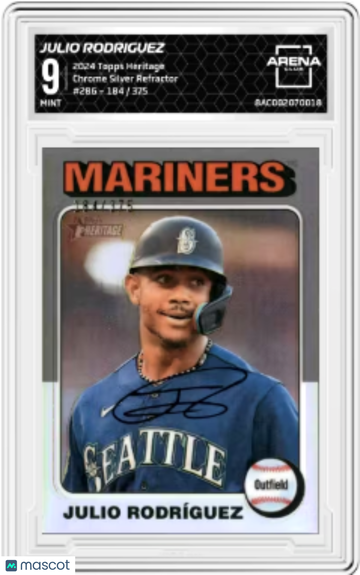 2024 Topps Heritage Julio Rodriguez #286 Chrome Silver Refractor /375 Arena Club 9