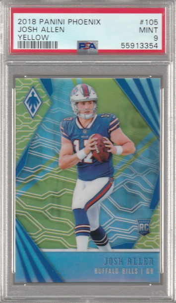 2018 Panini Phoenix Josh Allen yellow #d 74/75 PSA 9