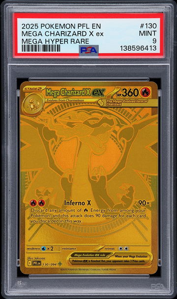 2025 Pokemon Mega Evolution Phantasmal Flames Mega Hyper Rare Mega Charizard X Ex #130 PSA 9