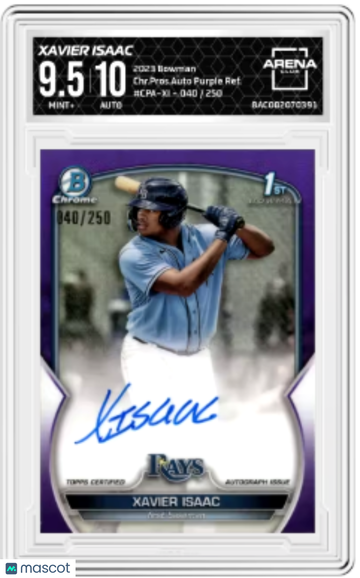 2023 Bowman Xavier Isaac #CPA-XI Chrome Prospect Auto Purple Ref Arena Club 9.5 Auto 10