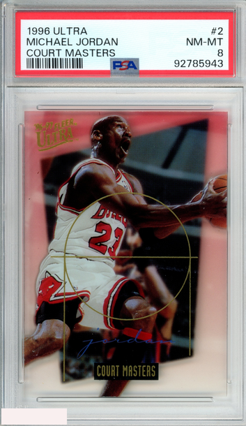 1996 ULTRA COURT MASTERS MICHAEL JORDAN #2 CHICAGO BULLS HOF PSA 8 NM-MT