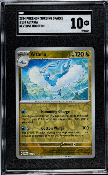 2024 Pokemon Surging Sparks Reverse Holofoil Altaria #134 SGC 10