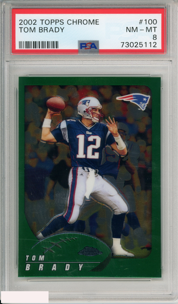 2002 TOPPS CHROME TOM BRADY #100 NEW ENGLAND PATRIOTS PSA 8 NM-MT