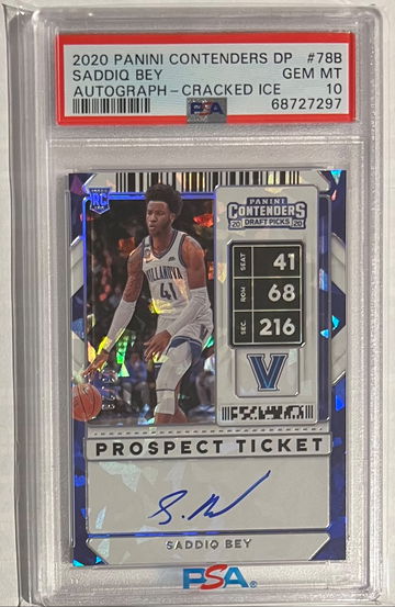 2020 Contenders Draft Cracked Ice On Card Autograph #/23 Saddiq Bey Rookie PSA 10