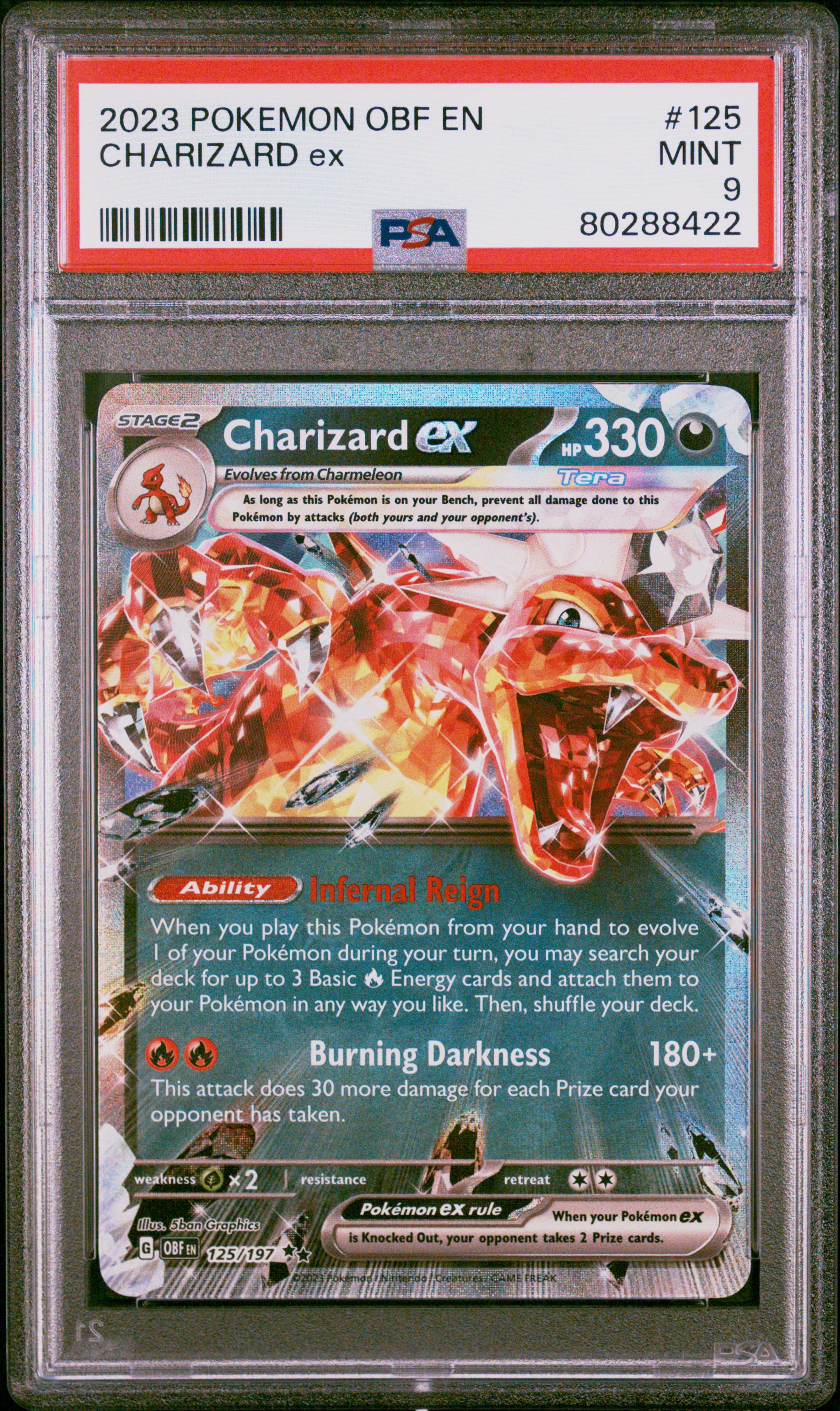 2023 Pokemon Obf En-Obsidian Flames Charizard Ex #125 PSA 9