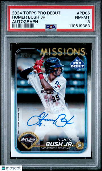 2024 Topps Pro Debut Homer Bush JR. #PD65 Autograph PSA 8