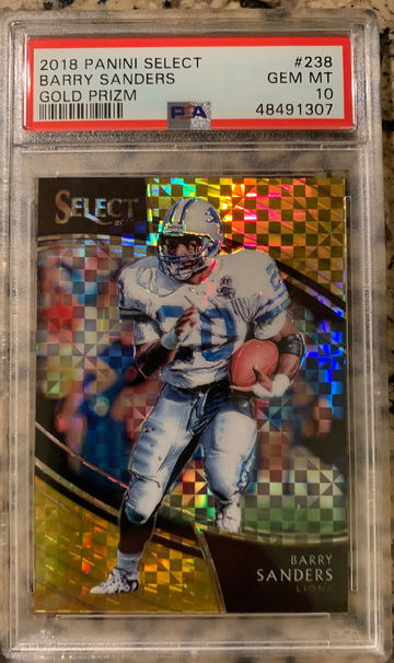 2018 Select Barry Sanders Gold 2/10 PSA 10