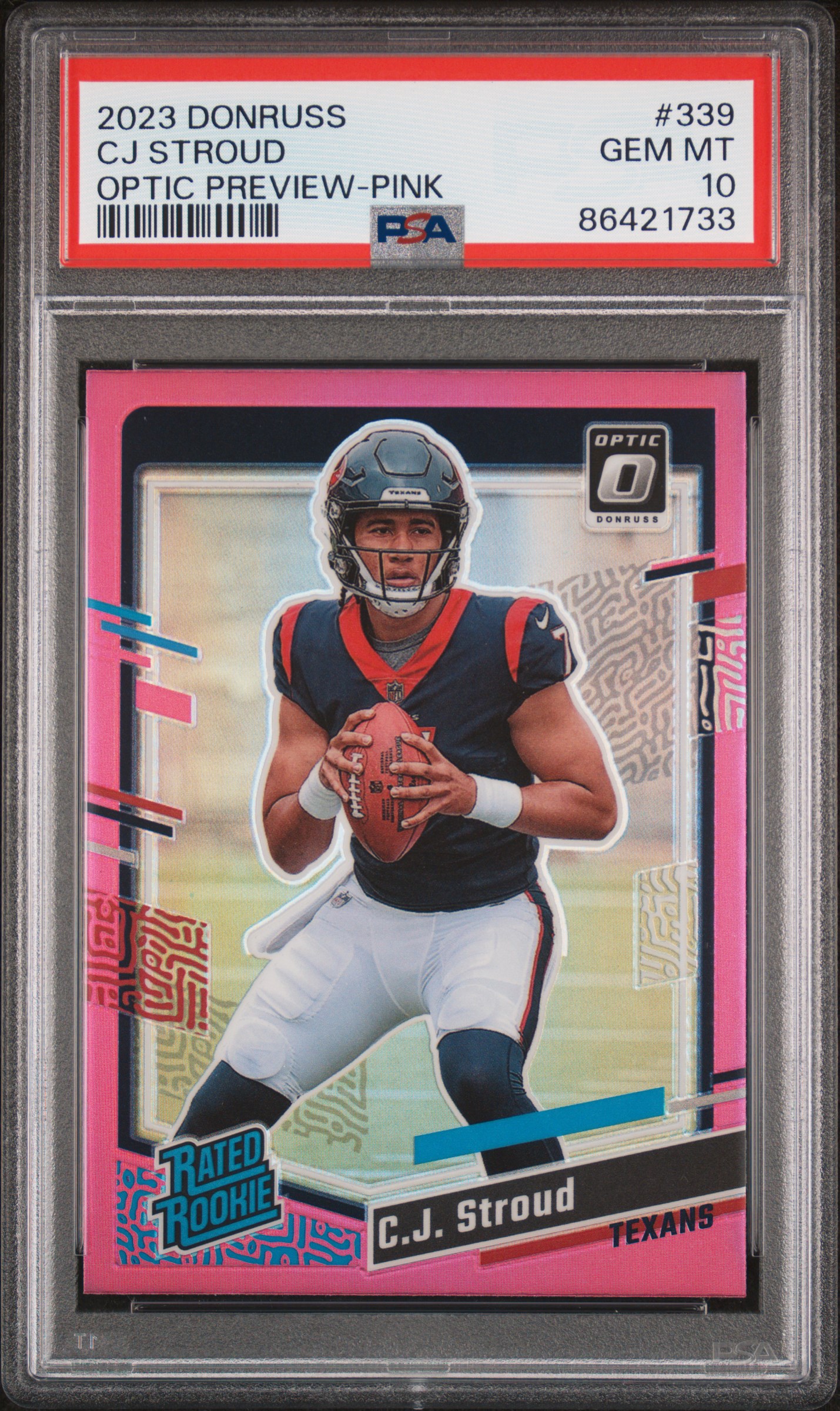 PSA 10 2023 Panini Donruss CJ Stroud Optic Preview Pink Rookie #339