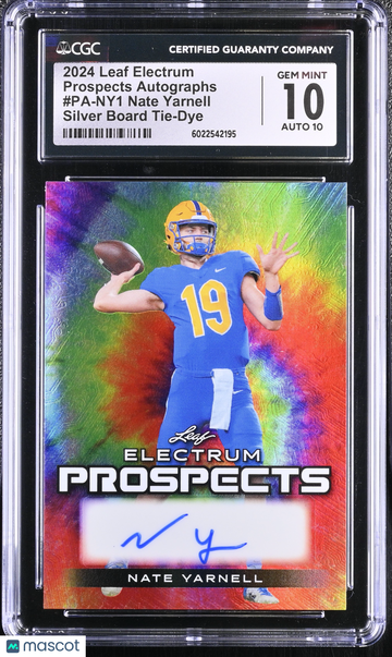 2024 Leaf Electrum Nate Yarnell #PA-NY1 Silver Board Tie-Dye Prospects Autographs CGC 10