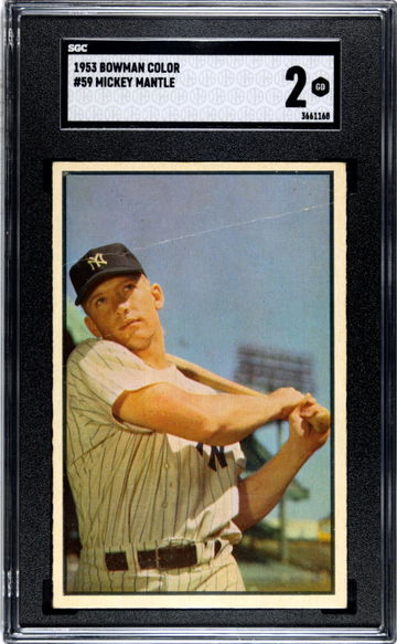 1953 Bowman Color #59 Mickey Mantle SGC 2