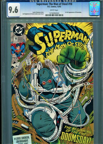 Superman Man of Steel 18 CGC 9.6**1st Print**First FULL Appearance of DOOMSDAY!!