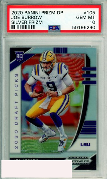 2020 PANINI PRIZM DRAFT PICKS JOE BURROW #105 SILVER PRIZM ROOKIE PSA 10 GEM MT