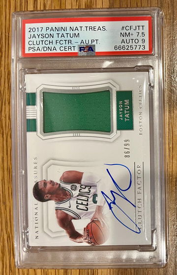2017 Jayson Tatum National Treasures Clutch Factor RPA 7.5/9