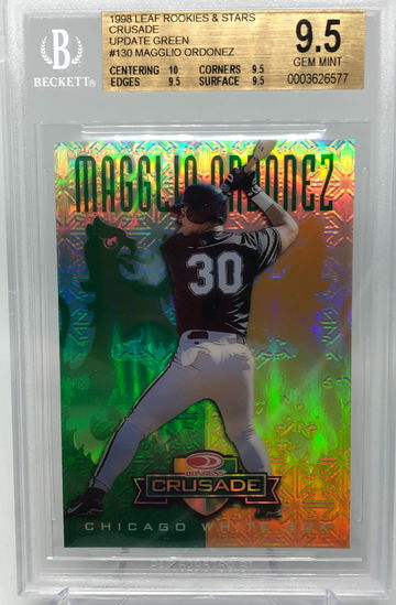 BGS 9.5 1998 Leaf Rookies & Stars Crusade Green Magglio Ordonez 186/250