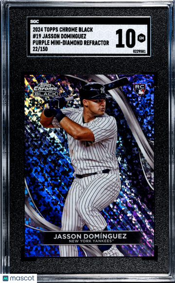 2024 Topps Chrome Black Jasson Dominguez #19 Purple Mini Dmnd. Refractor SGC 10