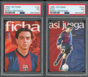 1998 Panini Barca Centenari Xavi RC Rookie #190 #244 PSA 7 Set Lot 