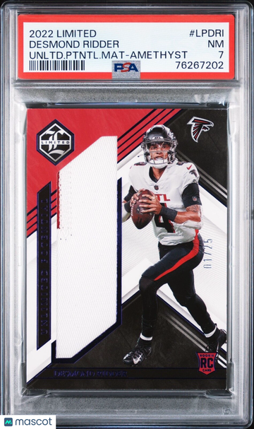 2022 Panini Limited Desmond Ridder #LP-DRI Amethyst Patch PSA 7