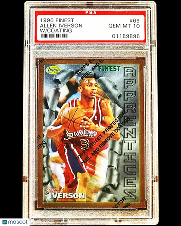 Allen Iverson RC - 1996-97 Topps FINEST W/ COATING #69 A.I. Rookie - PSA 10