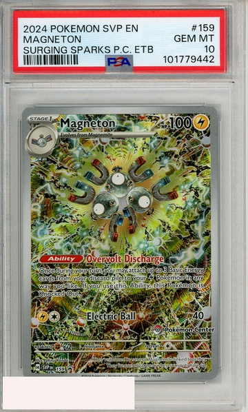 2024 POKEMON SVP EN-SV BSP MAGNETON #159 SURGING SPARKS PC ETB PSA 10 GEM MT
