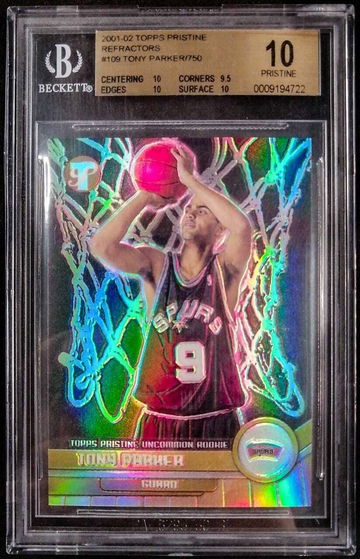 BGS 10 POP 3 Tony Parker ROOKIE RC 2001 Topps Pristine #109 Refractors /750 - DHL Express Air 5-6 Days with Tracking