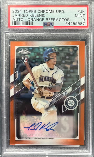 2021 Topps Chrome Update Jarred Kelenic Auto Orange Refractor #JK /25 PSA 9