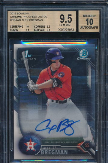 2016 Bowman Chrome Alex Bregman BGS 9.5/10 Base RC AUTO