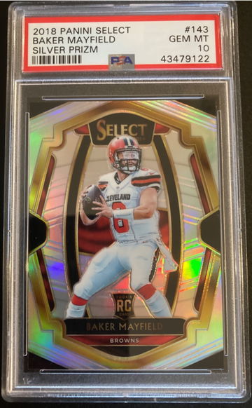 2018 Panini Select Premier Baker Mayfield Silver Prizm PSA 10