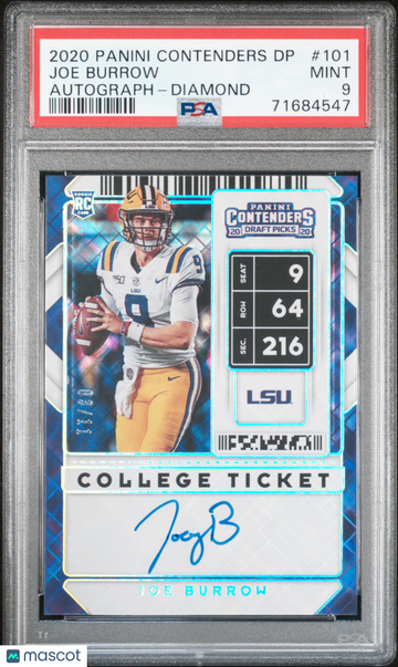 2020 Panini Contenders Draft Picks Joe Burrow #101 Autograph Diamond PSA 9