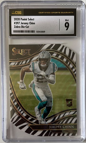 2020 Panini Select Jeremy Chinn Zebra Die-Cut Case Hit CSG 9 Panthers RC