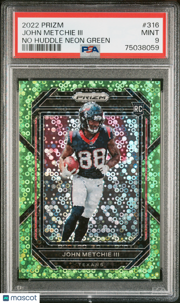 2022 Panini Prizm John Metchie III #316 No Huddle Neon Green PSA 9